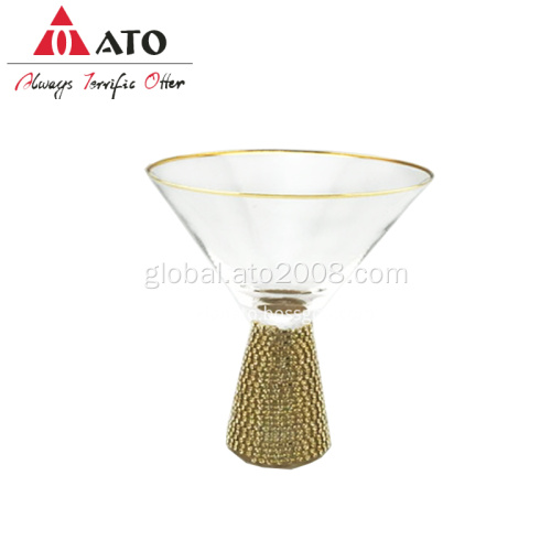 China Diamond Effect Cocktail Glass With Gold Rim Supplier